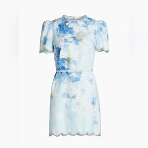 $1150 NWT Zimmermann Women's Blue Crush Scalloped Shift Dress Size 3 US 10